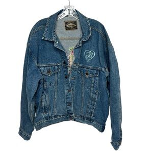 Haleman Jeanswear Jean Jacket Brighton Embroidered Heart Patch XL